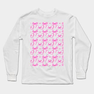 Hot Pink Ribbons and bows in watercolor. Long Sleeve T-Shirt